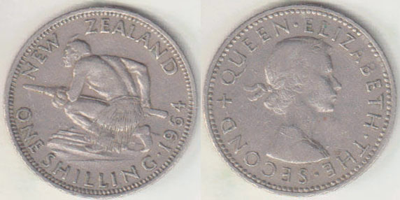 1964 New Zealand Shilling A001841